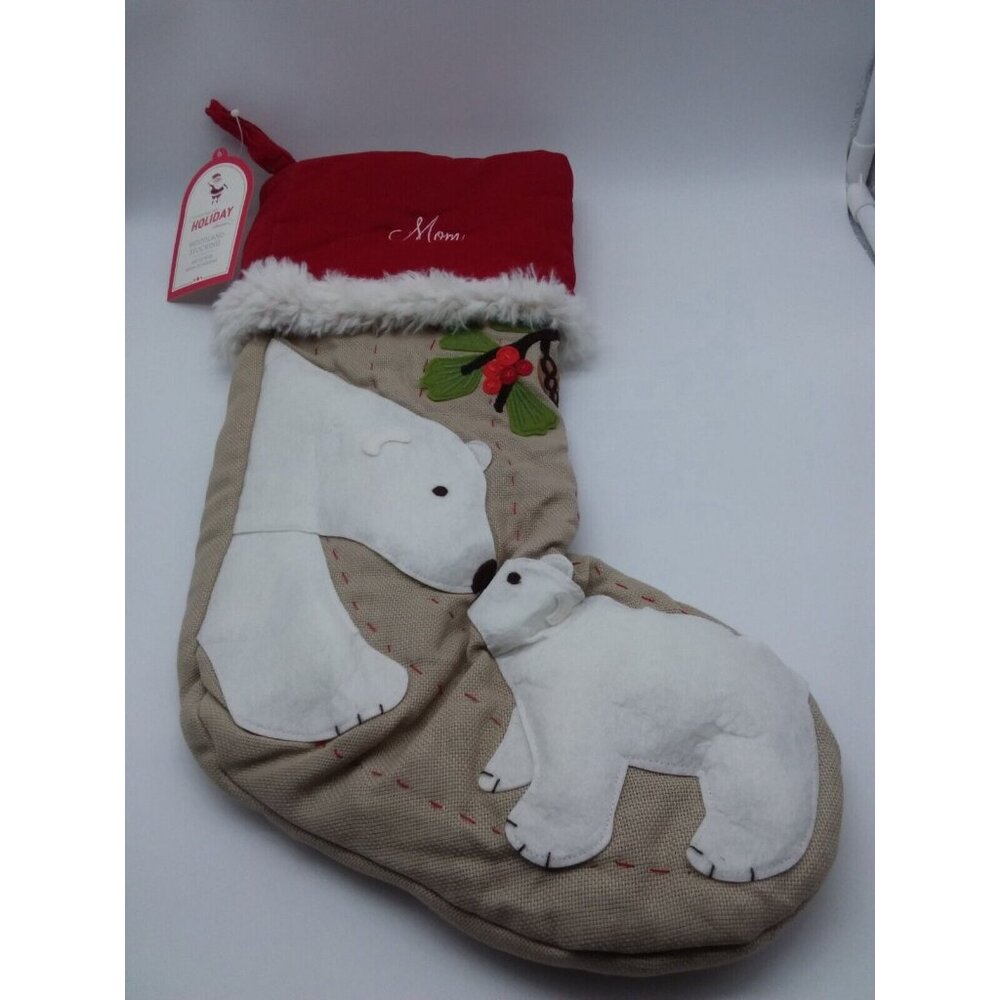 Pottery Barn Kids Mom Woodland Christmas Stocking Polar Bears Holiday Xmas